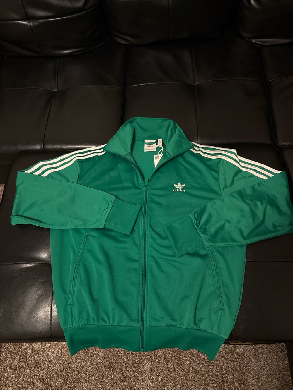 adidas Originals Green Track Jacket with White Stripes